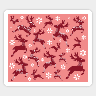 Red Christmas Reindeer Pattern Sticker